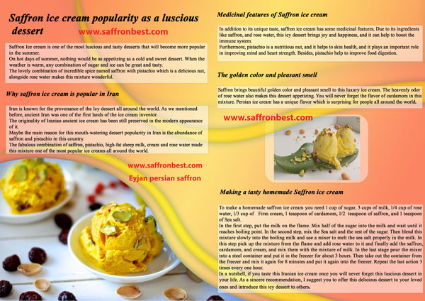 saffron ice cream recipe presented from eyjan saffron company